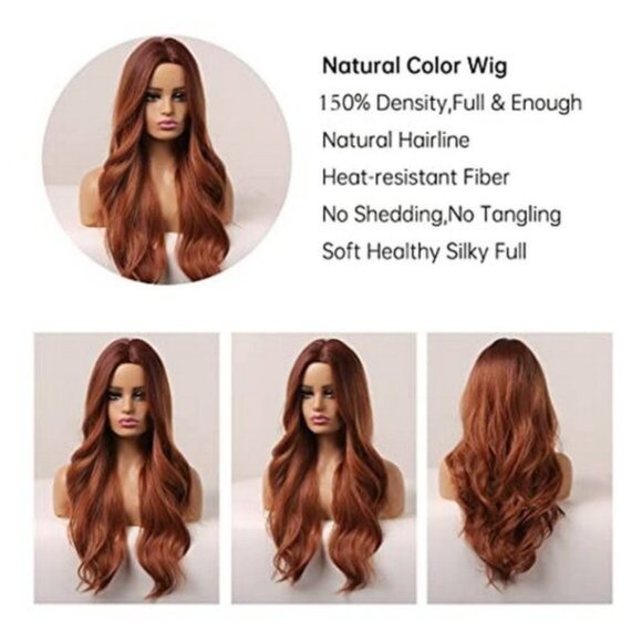 𝅺women Natural Synthetic Hair Wig Auburn - Picture 3 of 7